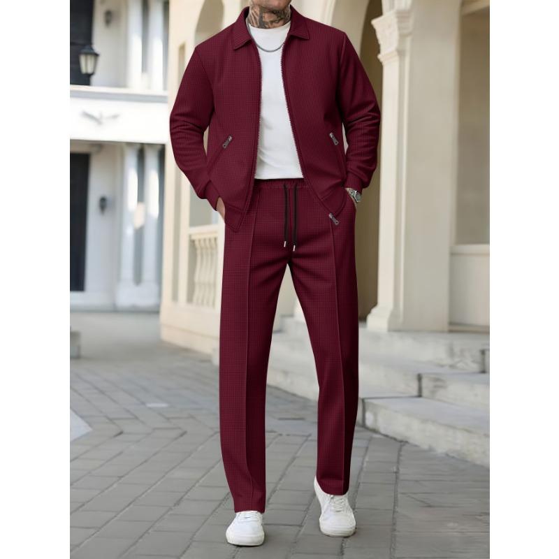 Cardigan Slim cu Rever și Buzunare cu Fermoar pentru Bărbați, Toamnă, Tineresc, Jachetă pentru Bărbați, Costum din Două Piese