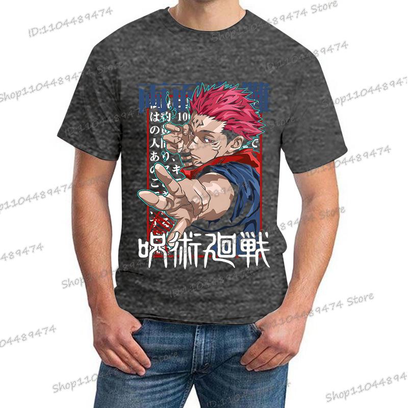 Anime Jujutsu Kaisen Yuji Itadori T Shirts Men Women Short Sleeve Harajuku T-shirts Yuji Itadori Retro Round Neck Y2K Tops Tees