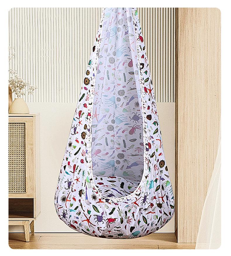 

Новое детское подвесное кресло, переносная парашютная ткань, качели, кровать для кемпинга на открытом воздухе с бахромой по краю, надувной коврик с принтом 150 * 70Cm beige print