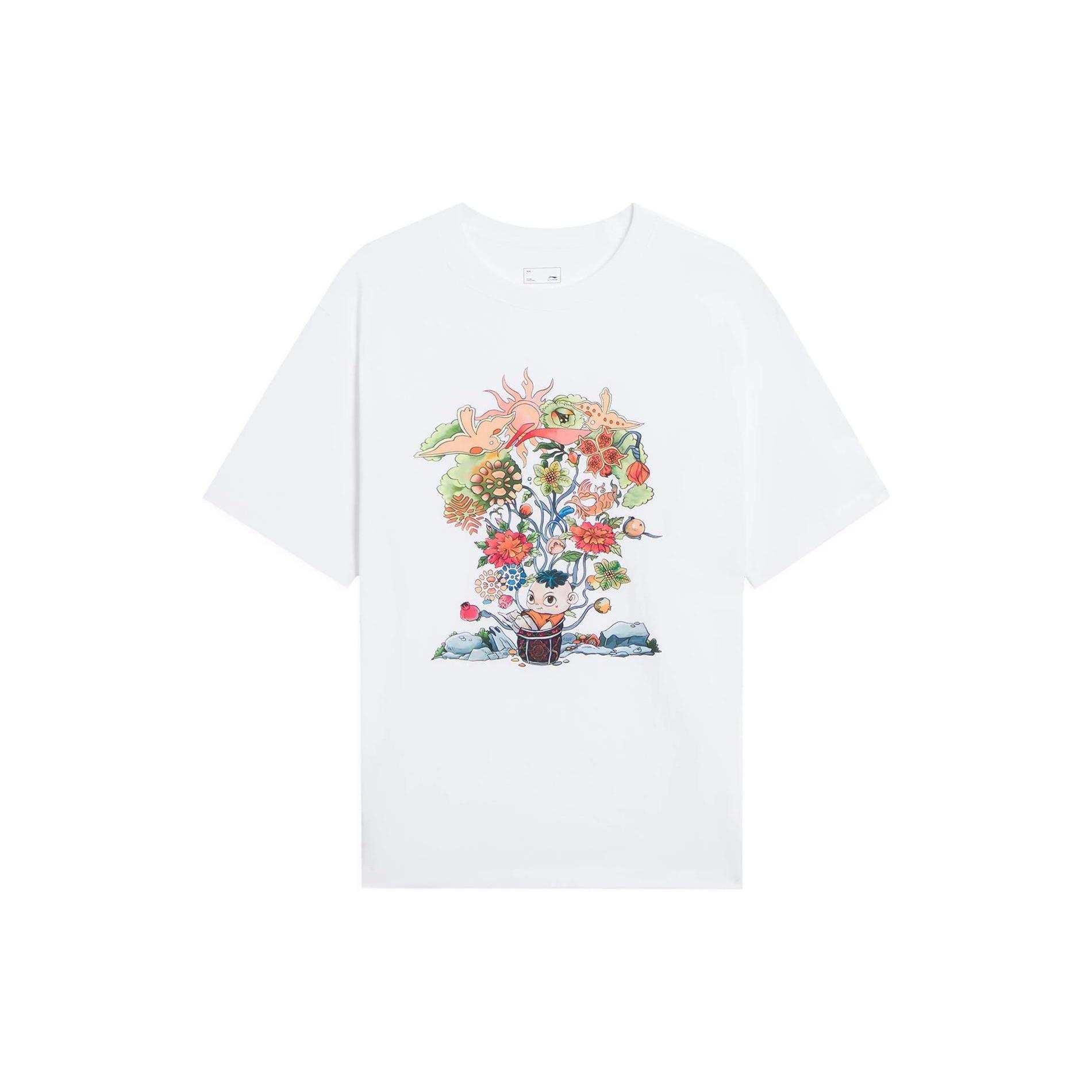 Li-Ning Floral Cartoon Graphic Loose Fit T-shirt  White  Men s AHSS753-1 XL