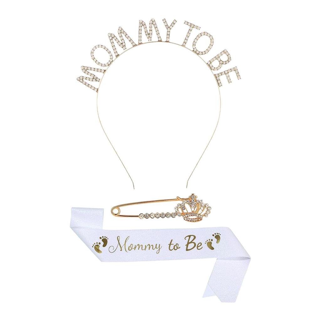 Mommy To Be Sash Set Tiara Rhinestone Crown Satin Sash Mum To Be Sash for Celebration Birthday Party Supplies Gender Reveal