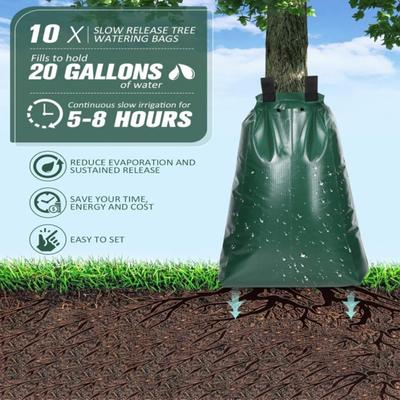 שק השקיה לעצים 20 גלונים שקית השקיה בטפטוף למילוי חוזר עם רוכסן שקיות מים לשחרור איטי להשקיית עצים לעומק השורשים
