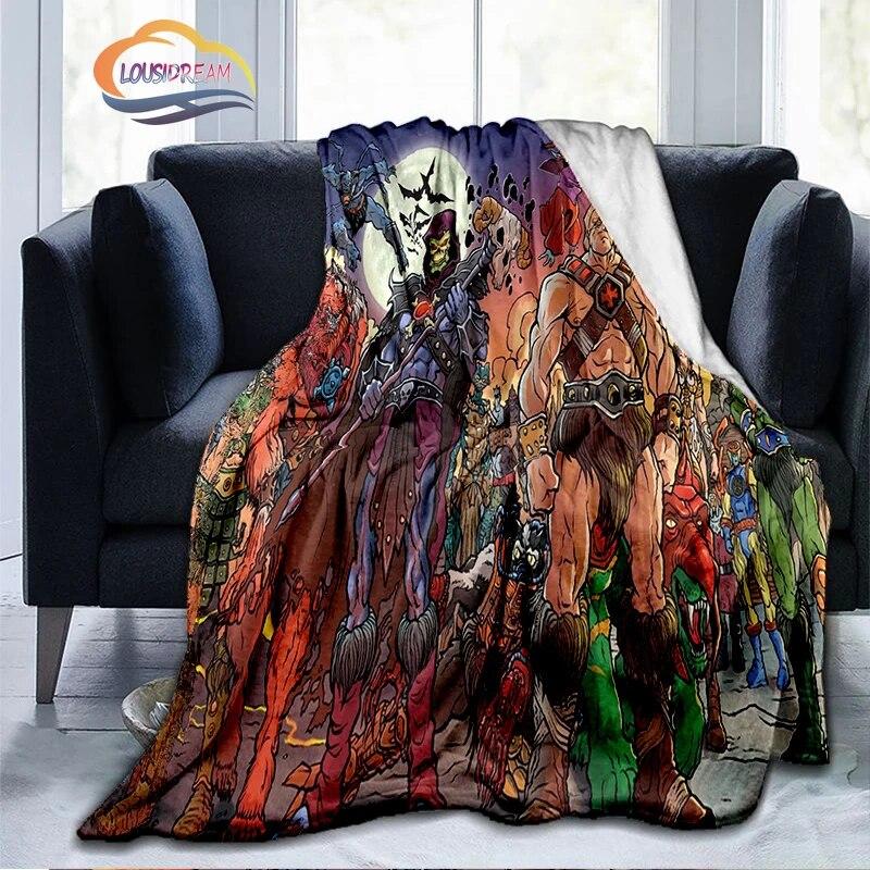 Cartoon Masters of The Universe Fashion Cashmere Blanket 3D Printed He-Man Flanela Pluszowa Miękka Wygodna Domowa