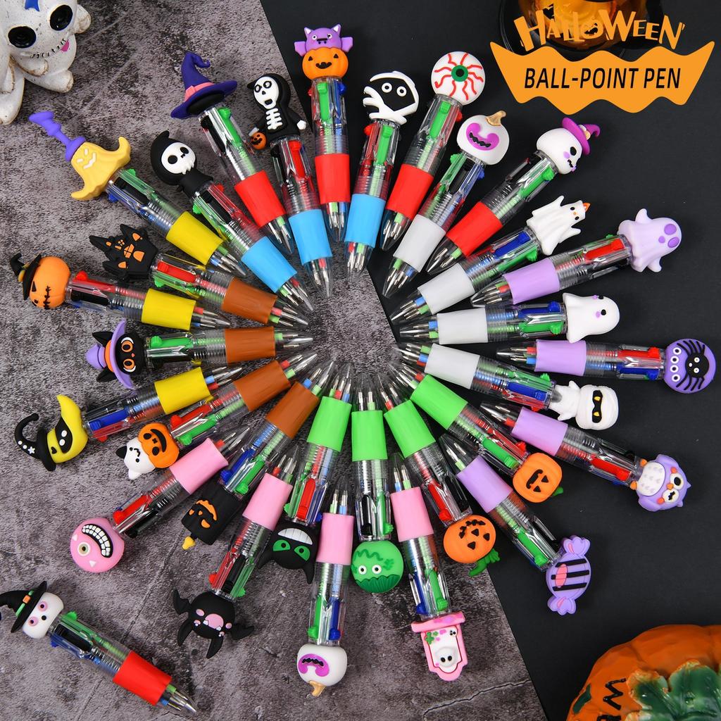 4-Farb-Kugelschreiber Niedliches Cartoon-Design Halloween Mehrfarbiger Stift für Schüler 2ml