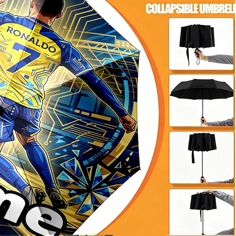 Parapluie Personnalisé Nom Cristiano Ronaldo Imprimé, Ouverture/Fermeture Automatique, Structure Robuste à 8 Baleines, Utilisation Quotidienne Camping Randonnée, Cadeau d'Anniversaire