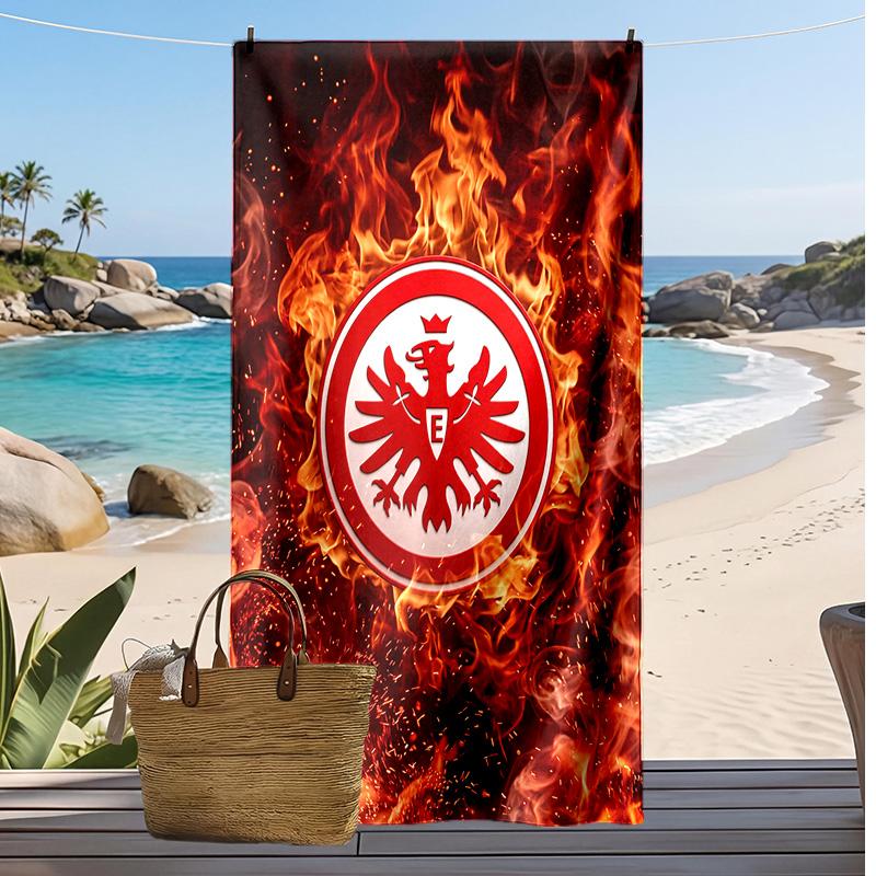 Eintracht Frankfurt Fußball Print Strandtuch, Großes Weiches Schnelltrocknendes Handtuch für Strand Camping Schwimmen