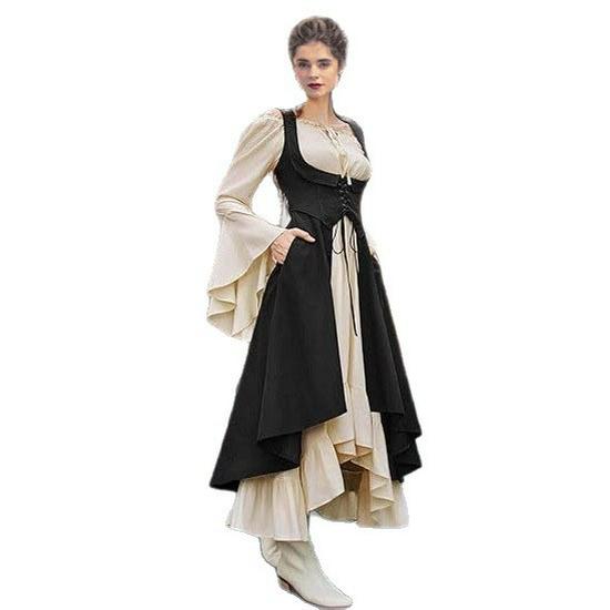 Retro Mittelalter Glockenärmel Bühnenkleid für Halloween