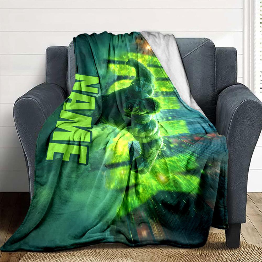Hulk Action Vibrant Background Lightweight Personalized Text Soft Warm Cozy Throw For Sofa Couch Office Bed Picnics For All Occasions Warmthful Decor