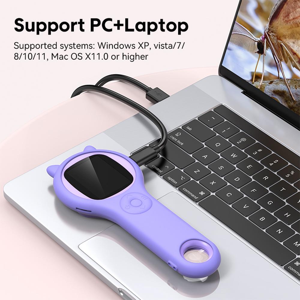 Microscope for Kids 2inch IPS Screen Magnifying Glass with 8 LED Light 500X Magnifying Glass for