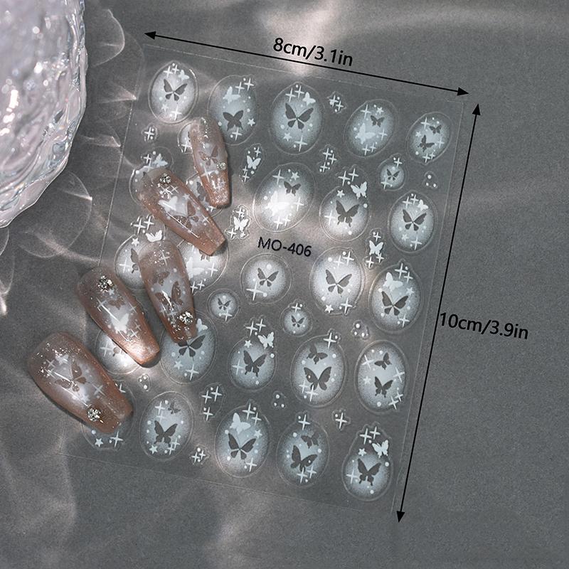 Hollow Out sprejem malované samolepky na nehty hvězda motýla Průhledný bílý pentagram Samolepky na nehty na nošení Dekorace