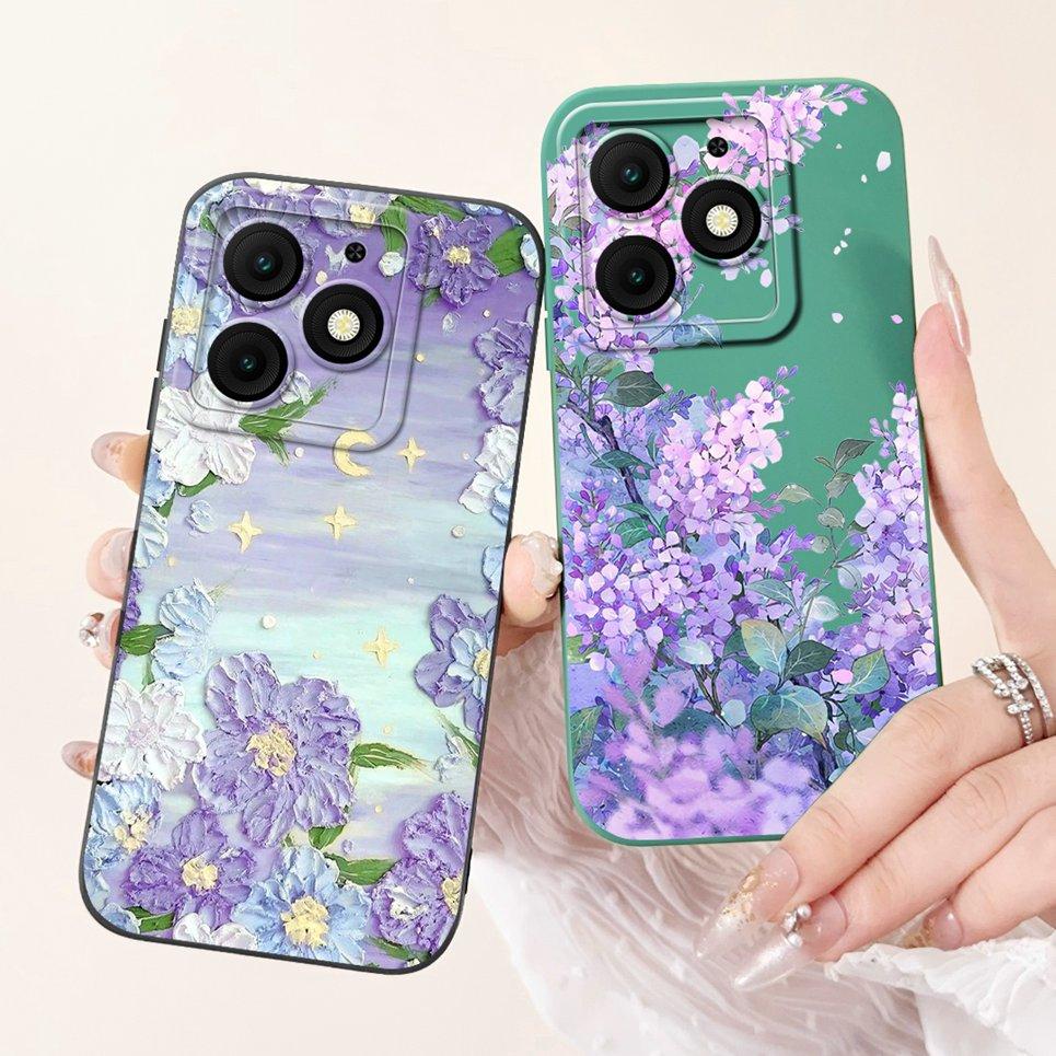 For Itel A50 Back Cover On ItelA50 A 50 Coque Funda Flower Butterfly 2024 New Women Fashion Phone Case Liquid Silicone Bumper