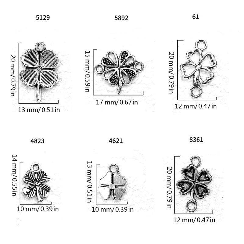 100 Pieces Four Leaf Grass Pendant Jewelry Making Supplies Alloy Texture Crafting Supplies Jewelry Part Jewelry Pendant
