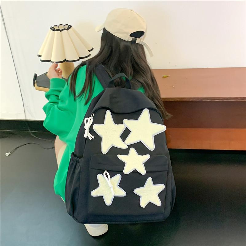 Women Backpack Large Capacity Nylon Casual Star Kawaii Back Pack Student Shoulder Bag Travel School Bags for Girls Bookbags