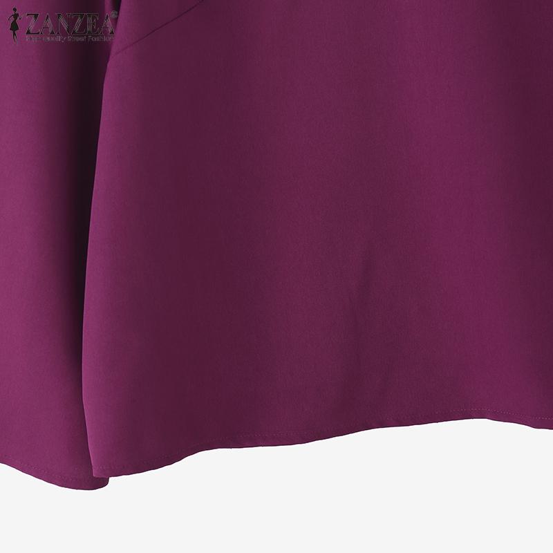 ZANZEA Women Stand Collar Loose Casual Long Sleeve Blouse