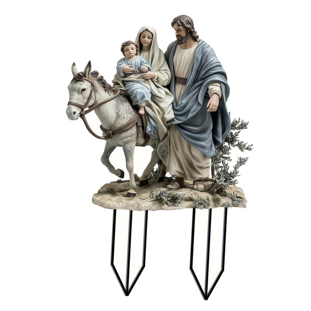 

Outdoor Holy Family Figures Pattern Sign Decoration Stakes Decorative Acrylic Farmhouse Party Favor Flower Pot Backyard Decor разноцветный