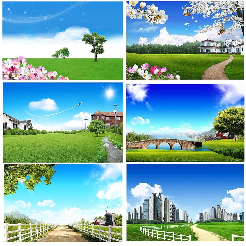 Landscape Backdrop with Blue Sky&White Clouds for Events,Parties,Studio Shoots,Outdoor Celebrations,Live Streaming