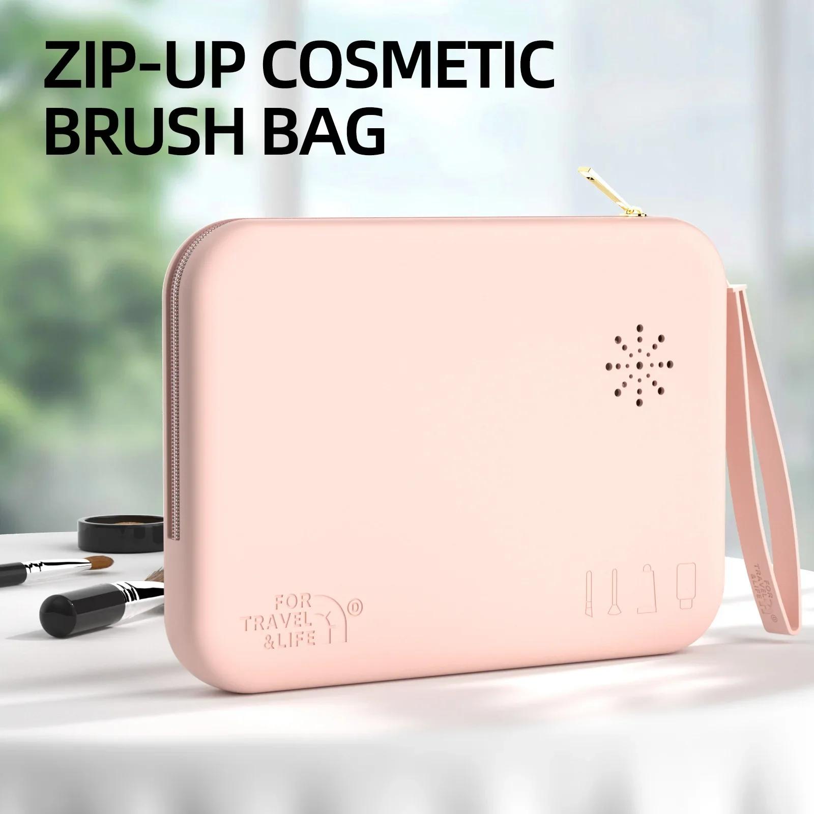 

Large capacity lightweight and wrinkle resistant portable travel beauty supplies zipper silicone organizer bag розовый