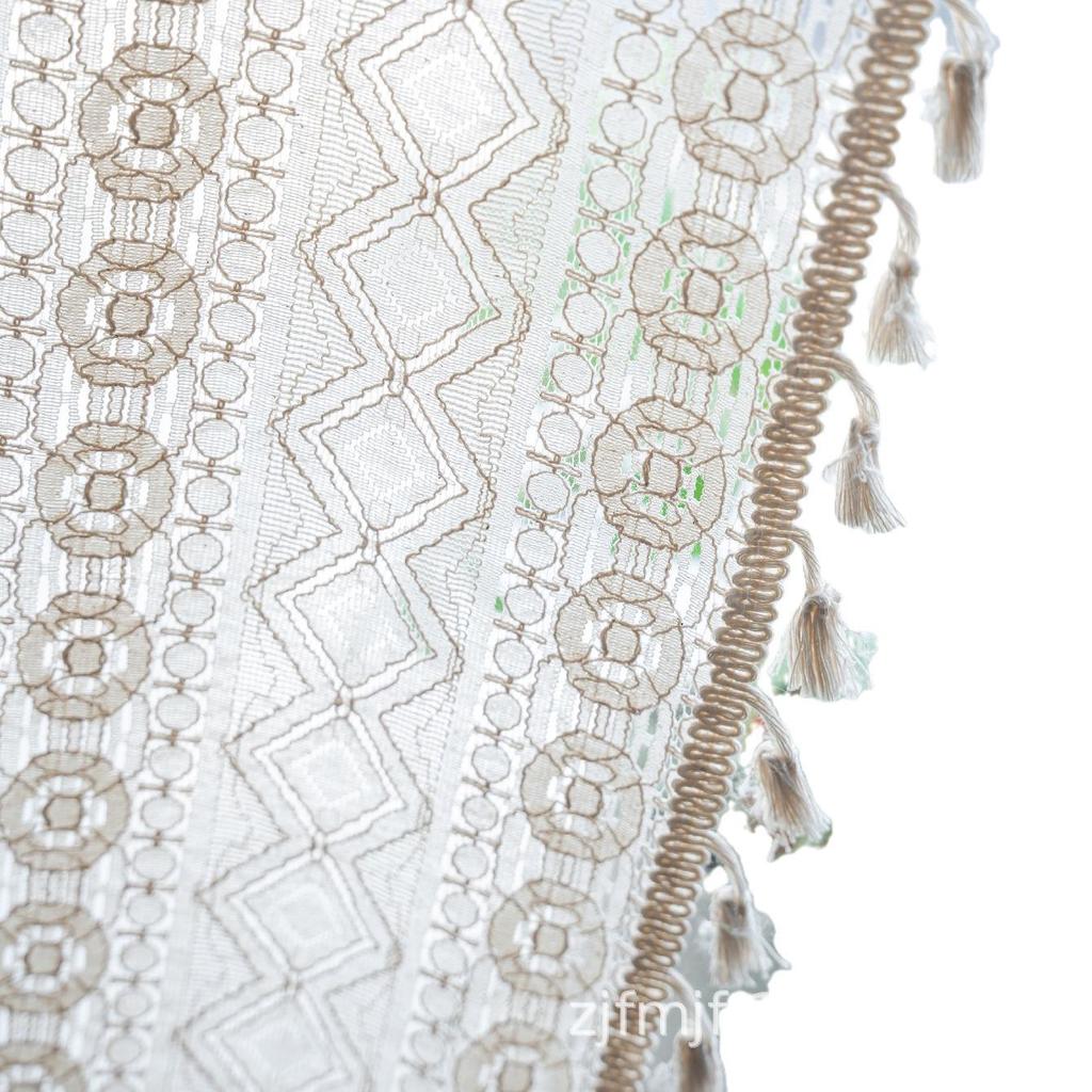 "Bohemian Retro Tassel Curtains: Light-Transmitting, Hollow Design for Bedroom, Living Room, Bay Window"