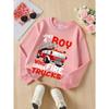Unisex Crew Neck Fashion Sweatshirt , Just A Boy Who Loves Fire Trucks, Autumn And Winter Western Style Top, Casual Multi Colored Option For Little