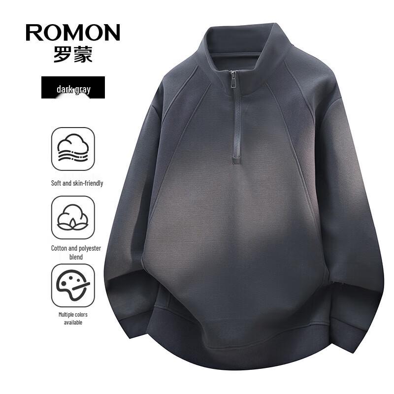 ROMON Men s Casual Zip Pullover Sweatshirt 190