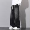 Spring and autumn popular wide-leg jeans men's new narrow version straight wide-leg teen scimitar pants tide