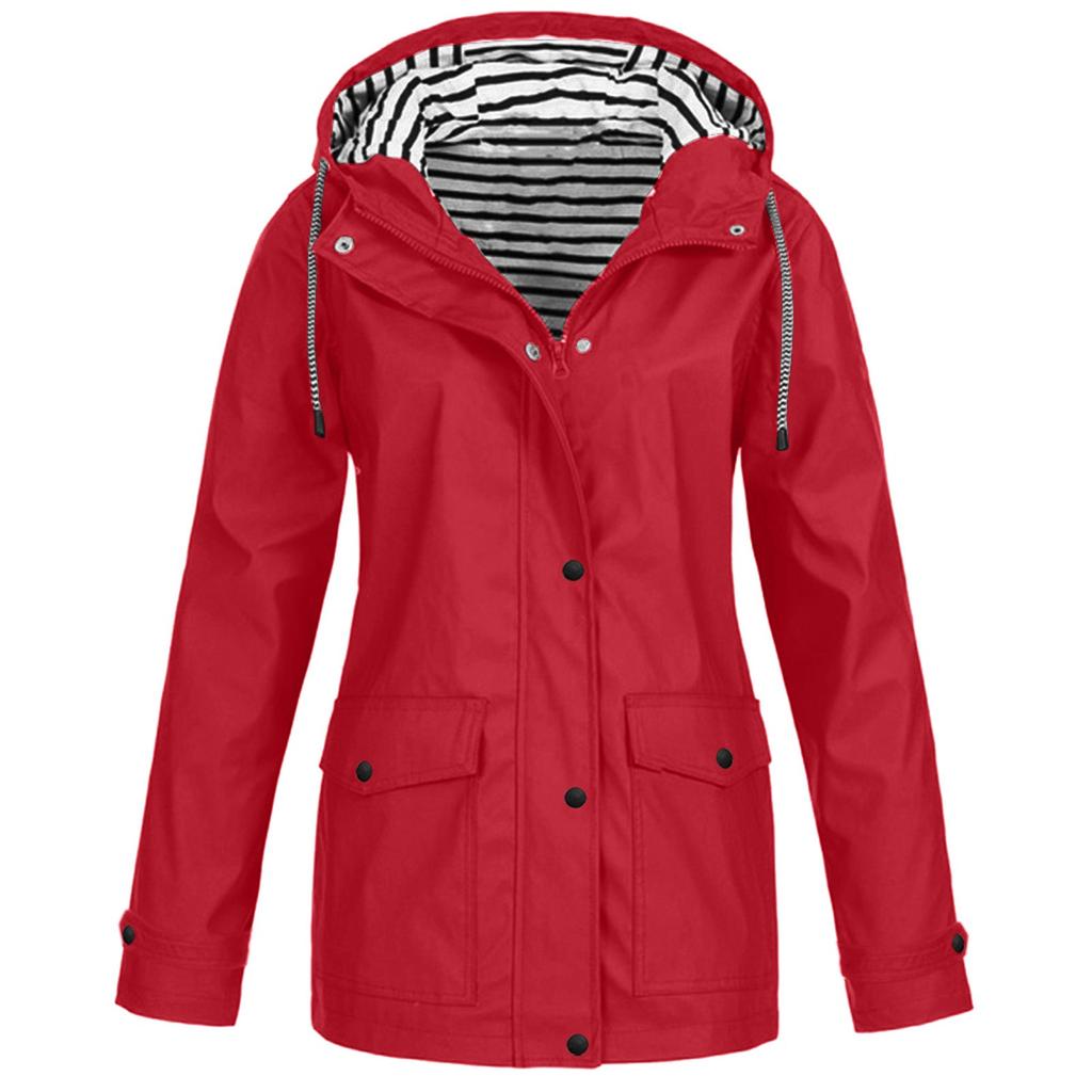 Damen-Regenmäntel mit Kapuze - Leichte Regenjacke Damen - Lässiger Regenmantel für alle Jahreszeiten