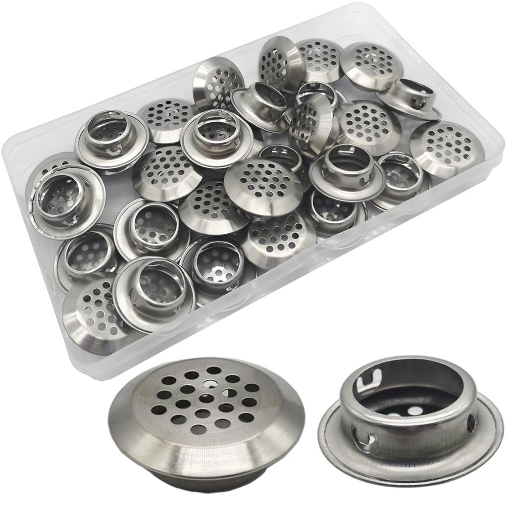 CTRICALVER 30pcs Stainless Steel Air Vent Hole Ventilation Louvers Round Mesh Hole 19mm Round Ventilation Grille for or Shoe Cabinet Round,