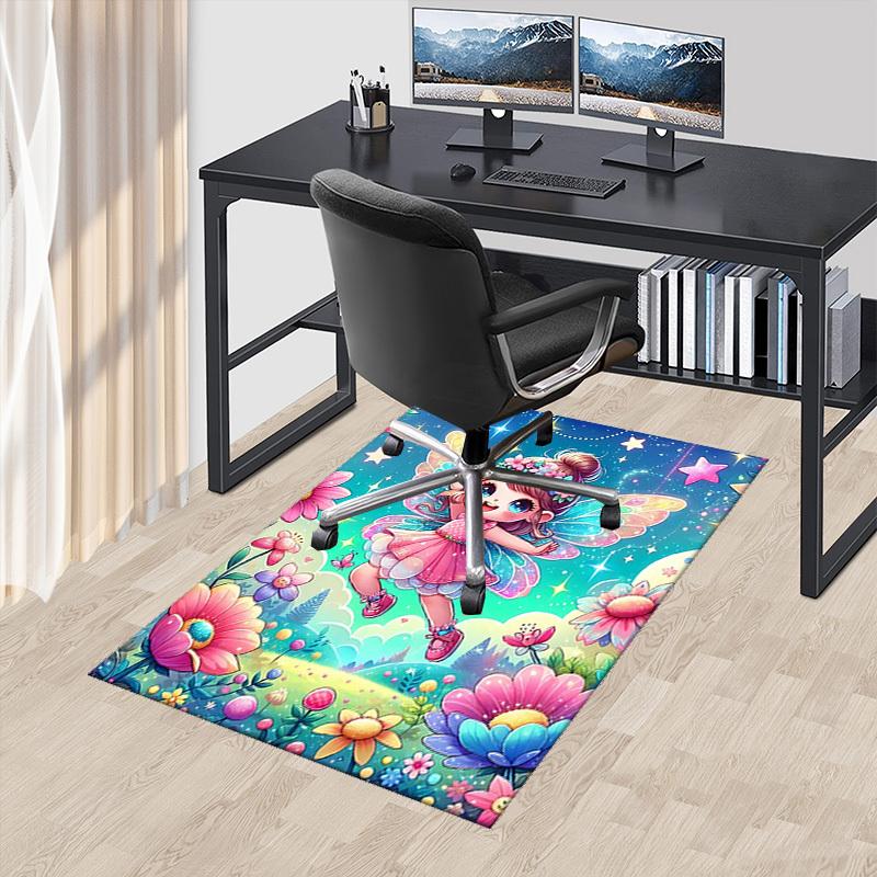 

1pc Anime Fairy Chair Mat - Fantasy Floral Office Rug, Non-Slip Carpet for Desk Chairs, Decorative Gift for Anime Lovers, Suitable for Home and Office 60cm by 90cm