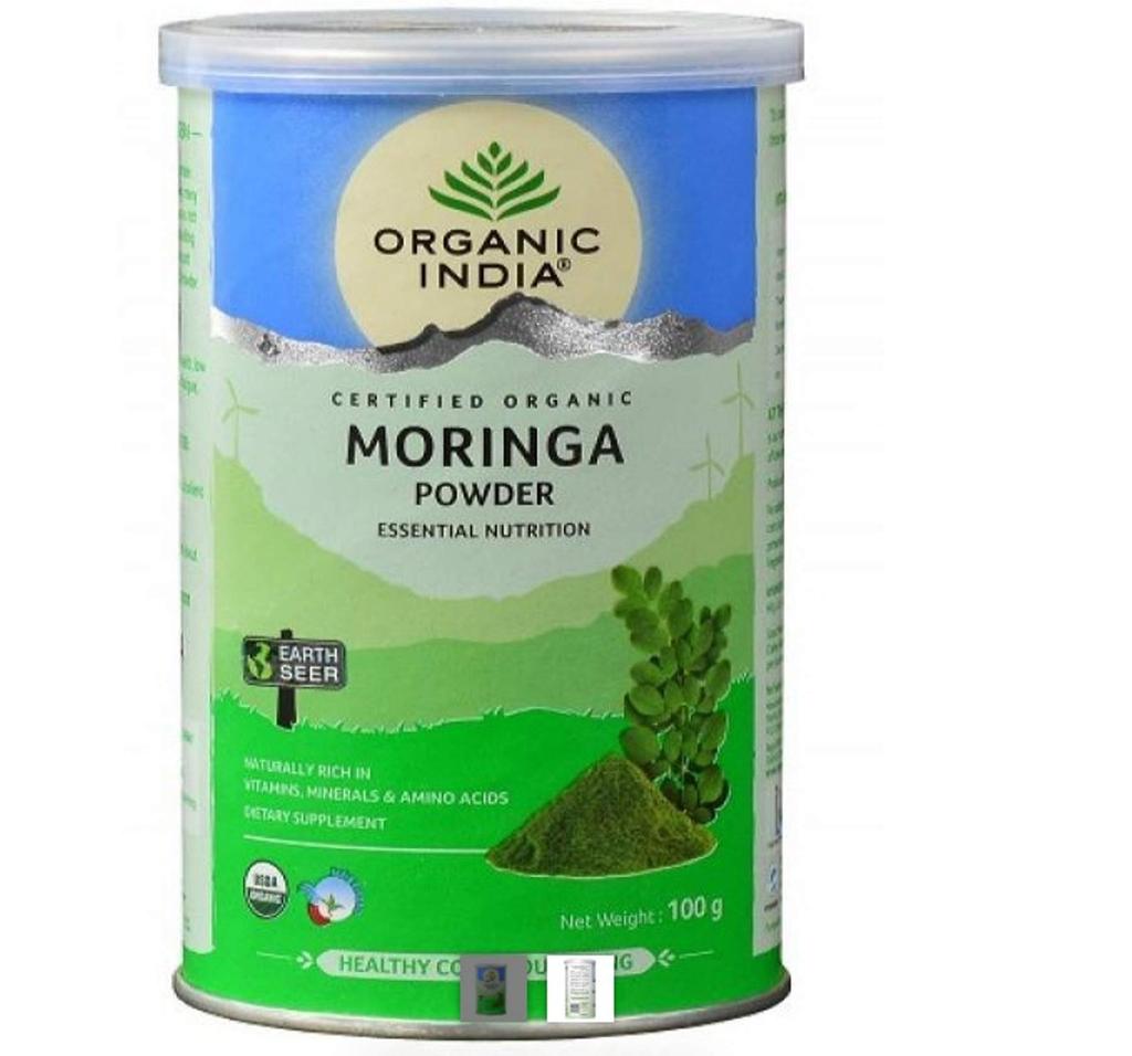 ORGANIC INDIA Moringa Powder 100 Gram & ORGANIC INDIA Moringa Essential Nutrition -Pack of 60 Veg Capsules COMBO