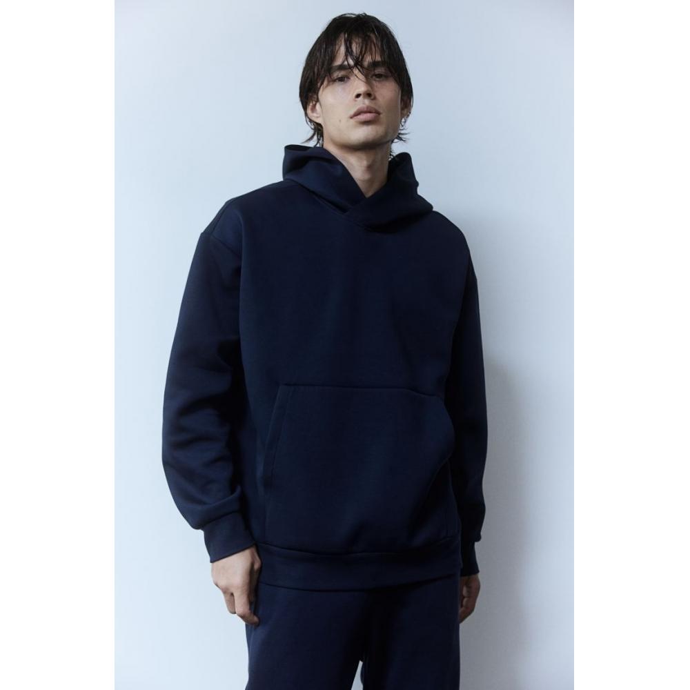 H M dryMove Sport Hoodie Navy Blue