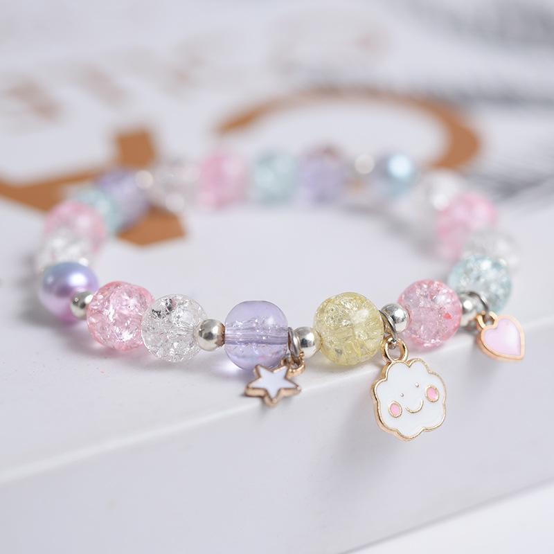 Korean Style Small Whale Popcorn Crystal Beaded Bracelet for Women and Students