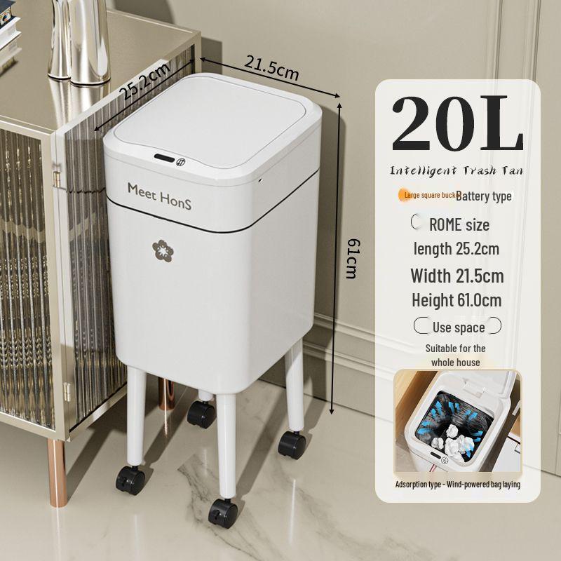 Large Smart Sensor Trash Can with Lid for Kitchen, Living Room, Office, and Bathroom - High-Leg Design & Large Capacity