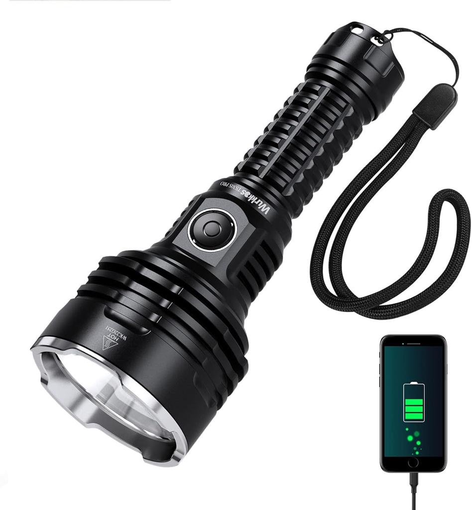 Wurkkos TS30S PRO Super Powerful LED 6000 1086m Long RGB Auxiliary Side for and Searching Flashlight, Lumens, Range, USB-C Rechargeable, Light,