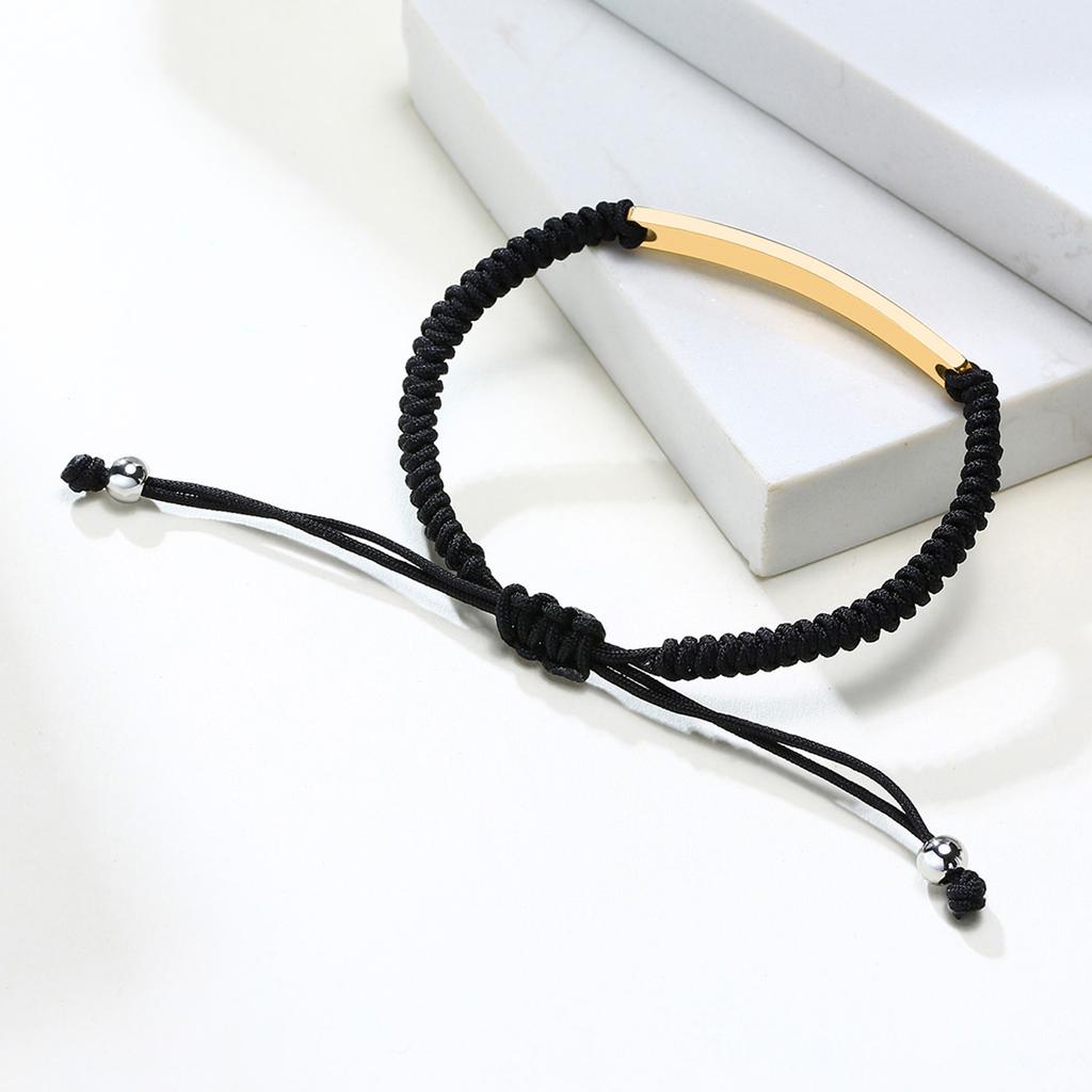 Pulsera Personalizada Trenzada con Cordón y Pulsera de Identificación de Cuerda para Mujer, Pulseras de Cordón Ajustables con Dijes Personalizados