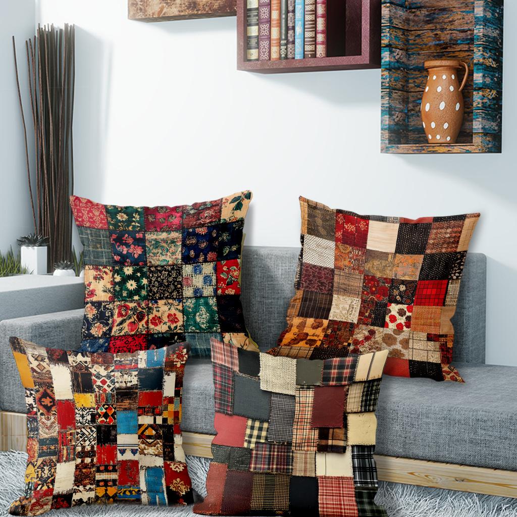 Shunika Chen Unisex 4Pc Colorful Patchwork Pillow Coverssuitable For Sofa Car Bedroom Decorative Cushion Cover Pillow Cover