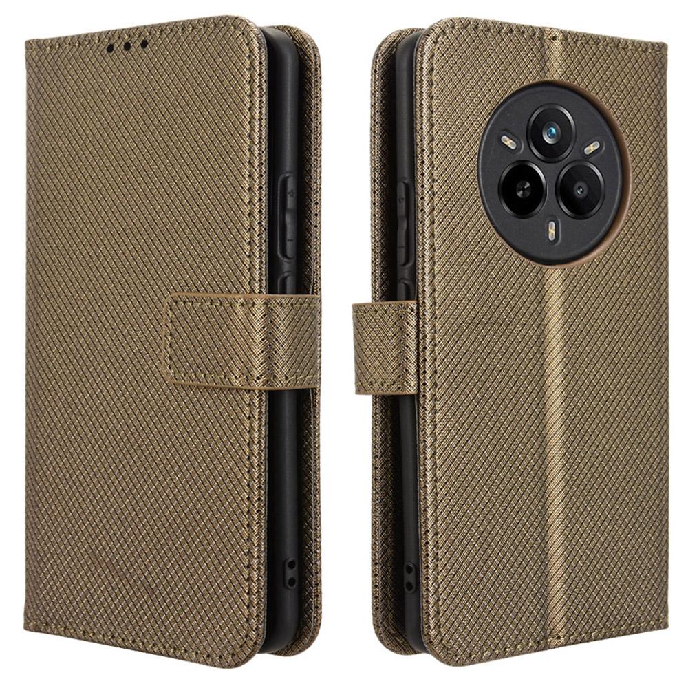 For Realme 14 Pro 5G Case PU Leather Diamond Texture Wallet Phone Cover