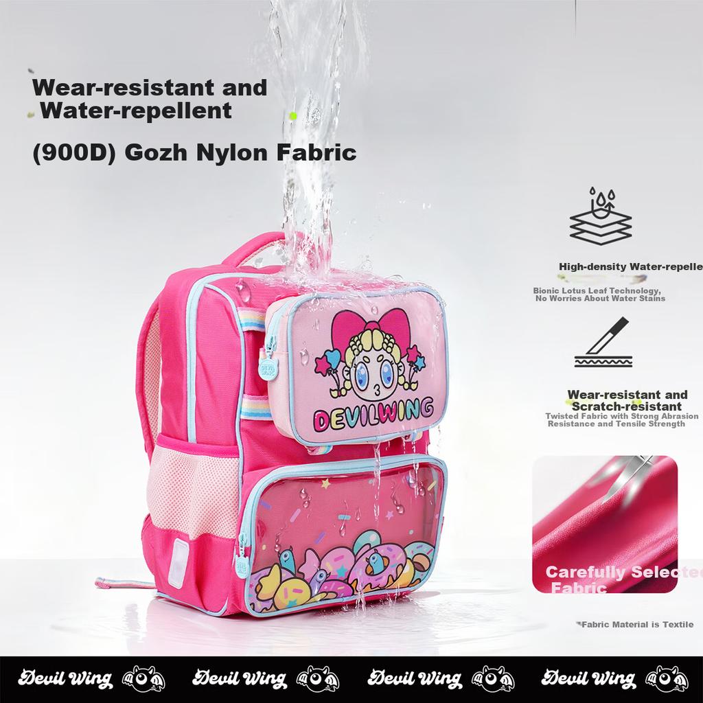 DEVILWING Kids Backpack for Elementary School Girls and Boys, Grades 1-6, Large Capacity, Stylish and