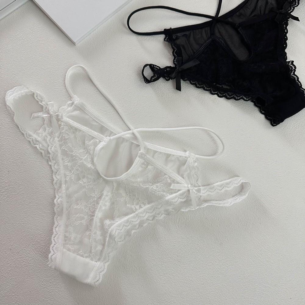 Transparent French Style Briefs Low Waist Lace Mesh Briefs Patchwork Lace Flower Panties Gifts