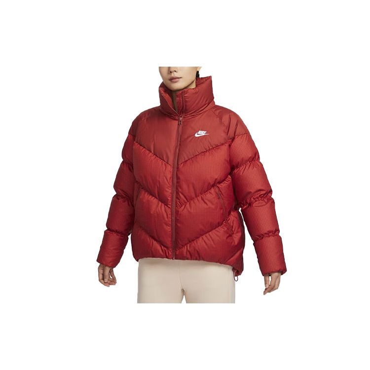 Nike Therma-Fit Casual Stand Collar Loose Long Sleeve Down Jacket Women Outerwear Red FD8212-832