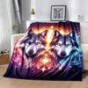 1pc Wolf Printing Lightweight Flannel Blanket, Comfortable and Warm Blanket, for Camping Sofa Bed and Couch Office, Gift