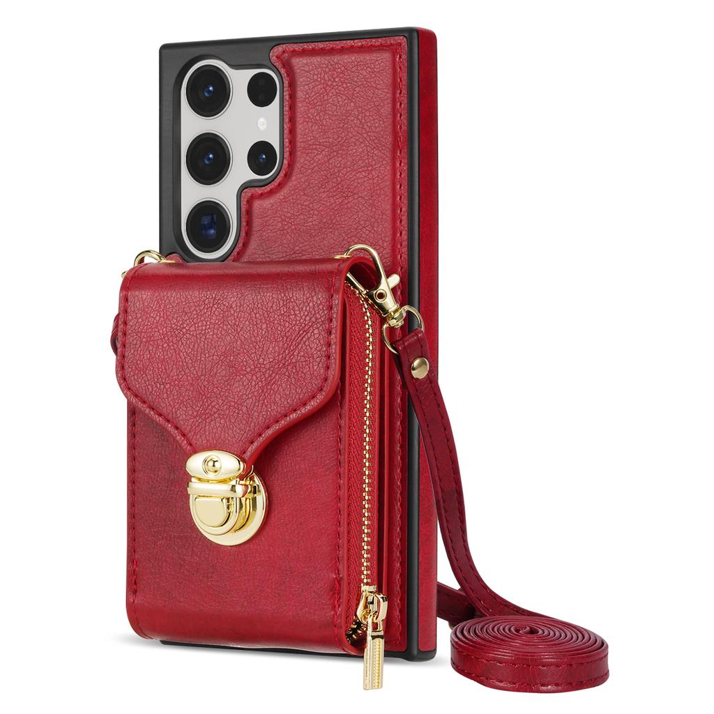 Lanyard Leather Crossbody Case For Samsung Galaxy S26 S25 Ultra S24 S23 FE S22 S21 Plus A36 A56 A37 A14 A54  Wallet Purse Cover