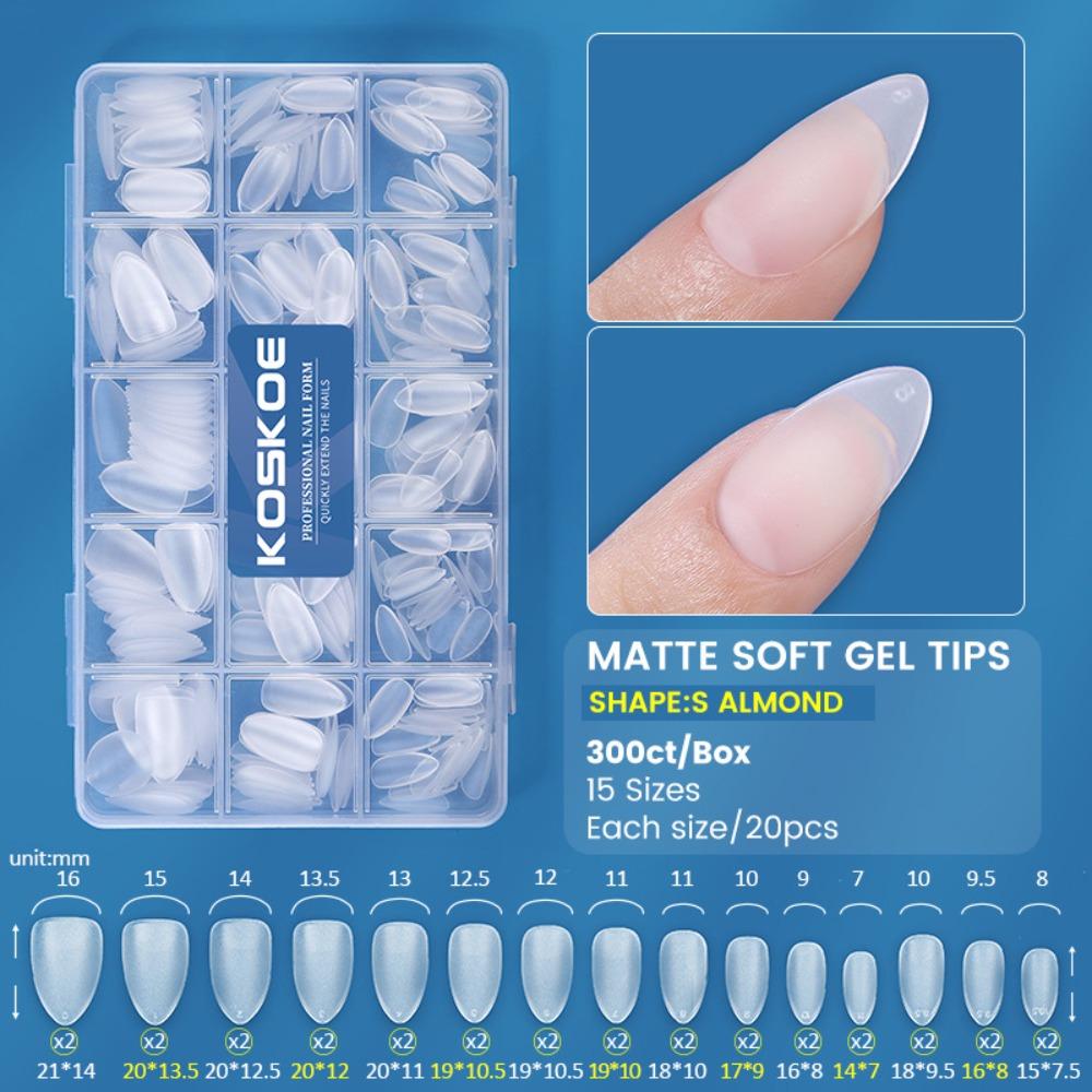 

300pcs/box Droplet Shaped Matte Soft Gel Tips Press on Nails False Nails Set Daily Style 3