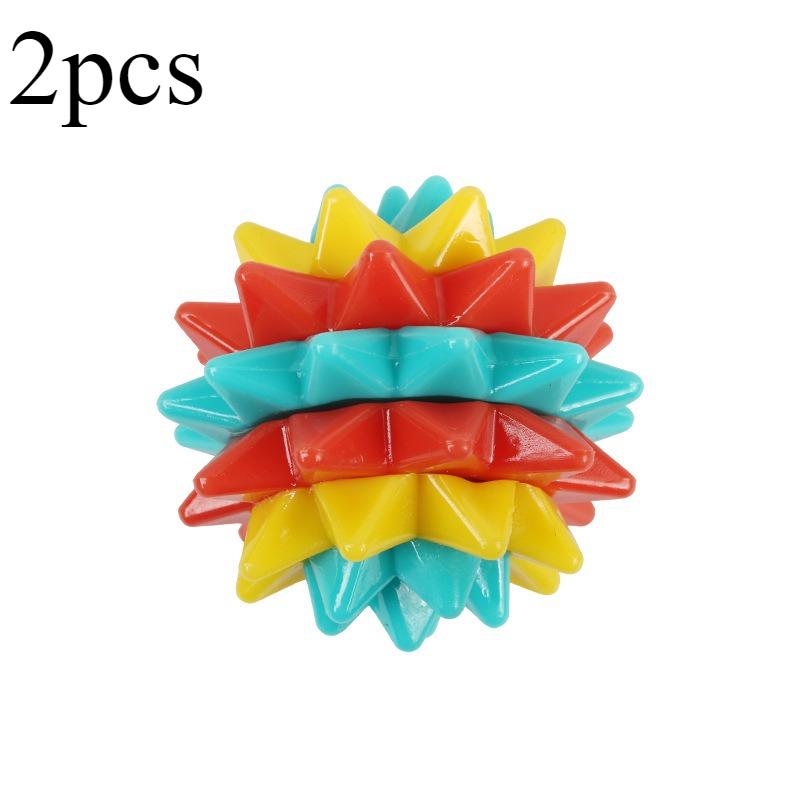 2Pcs Dog Ball Shaped Dental Chew Toy Squeaky Indestructible Bite Resistant Play Ball For Strong Chewers