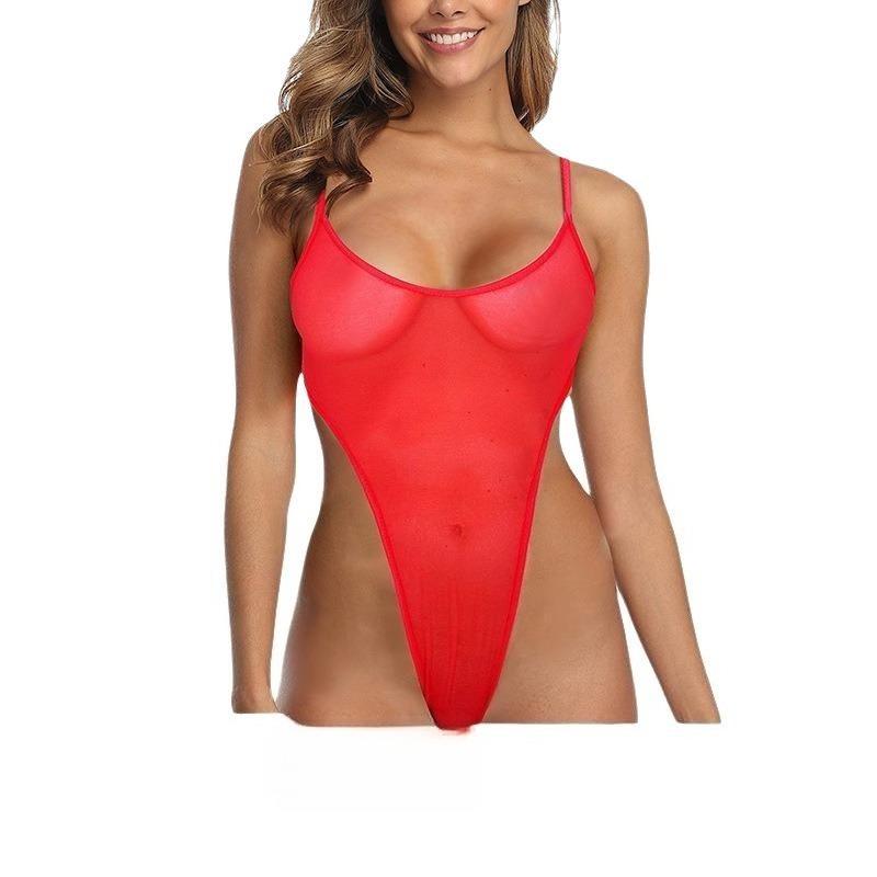 One-piece Swimsuit High Waist Bikini Mini Mesh Transparent Swimsuit Sexy Underwear
