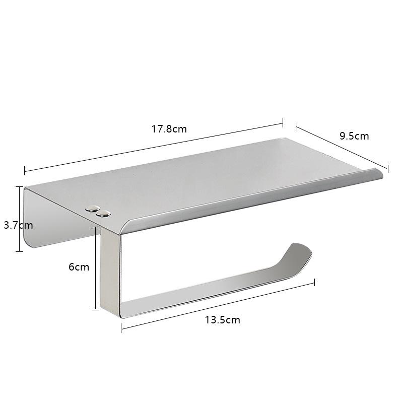 Stainless Steel Toilet Paper Holder with Phone Shelf, Punch-Free Installation for Home and Public Restrooms