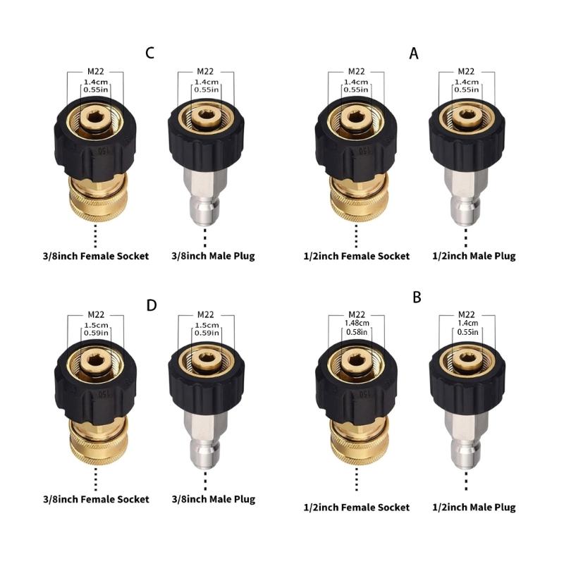 Schnellanschluss-Adapter-Set M22 14mm 3/8Zoll Außengewinde Hochdruckreiniger-Zubehör für Hochdruckreiniger-Schlauchausrüstung
