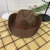 Cappello da Cowboy Unisex di Paglia a Tesa Larga Protezione Solare Cappello da Cowboy Cowgirl Western con Cordino Antivento Durevole da Viaggio Pieghevole per l'Estate