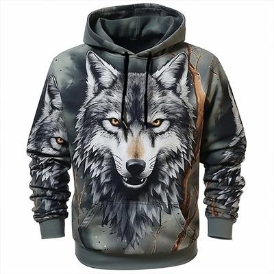Sweat à capuche animal pour hommes imprimé loup pull pour hommes de haute qualité mode d'automne haut sweat à capuche de rue concepteur vêtements de sport à manches longues