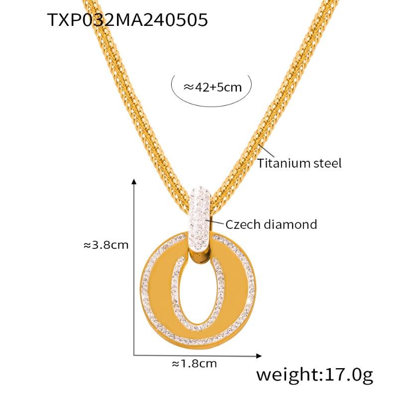 Meier Diamond-studded hoop pendant, designer gold-plated titanium steel jewelry set