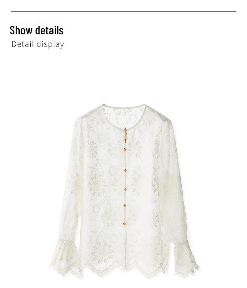 Spring Embroidery Jacquard Trumpet Sleeve Dress - New Chinese Style